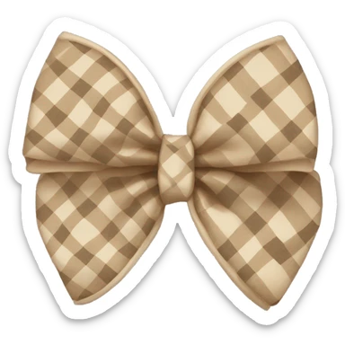beige plaid bow sticker