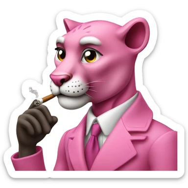 Pink panther smoking a cigar sticker