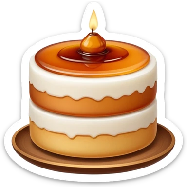 Nian Gao sticky rice cake with brown caramelized color, simplified emoji style with bold outlines and bright colors, cartoon style New Year sweet sticker