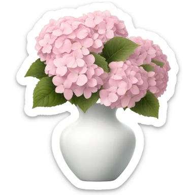 Light pink hydrangeas in white vase sticker