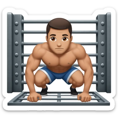 Prisoner doing pushups in front of jail cell sticker