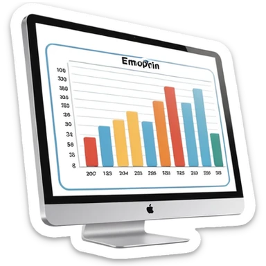 computer screen displaying a single presentation slide with a title line and a chart  sticker