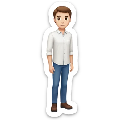 White Man standing with brown hair and white shirt full body sticker