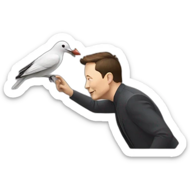 elon musk catching bird with X logo sticker
