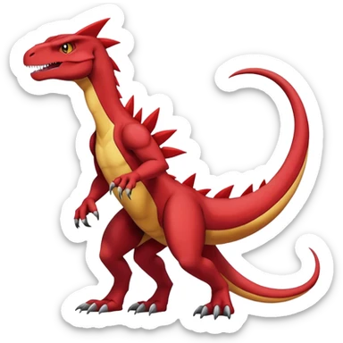 Cool Edgy Maroon Guilmon-Charmeleon-Digimon-Fakemon-Velociraptor full body sticker