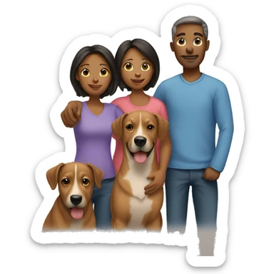 family of four and dog  sticker