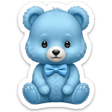 sweet twin little blue bears with blue bow tie sitting sticker