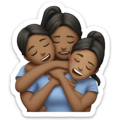 Four girls hugging each other and crying sticker