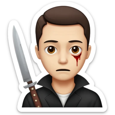 A person with a knife on their neck sticker