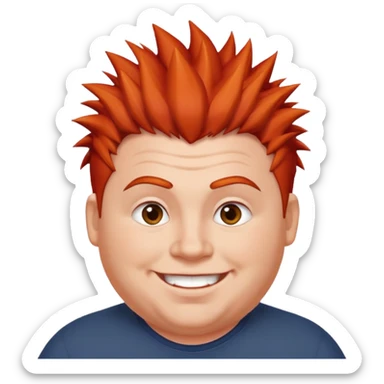 fat spiky haired happy man, red haired sticker