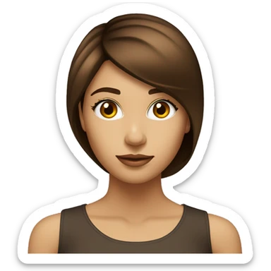 Femme cheveux brun foncé long lisse yeux marrons  sticker