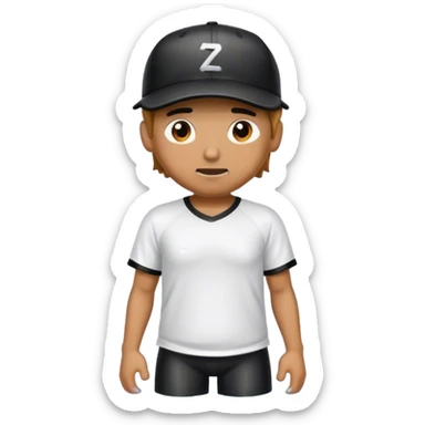 Man wearing black baseball hat with wet shirt sticker