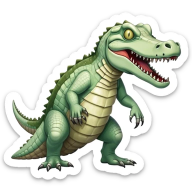 zombie monstrous pale skinned decaying greenish white alligator, vicious, boss monster, full body, dirty, undead sticker