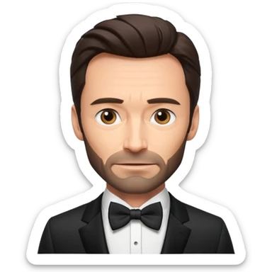 Hugh Jackman with suit with bow tie sticker