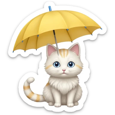 Cat with yellow umbrella sticker