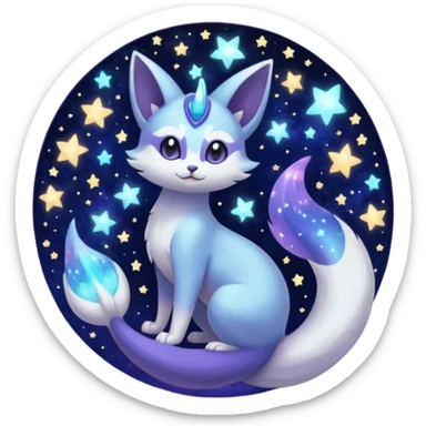 Nebula Celestial Lunar Starry Galactical Stellar Buizel-Minccino-Purrloin-Lunala-Meowstic-hybrid-fusion-creature (full body) sticker