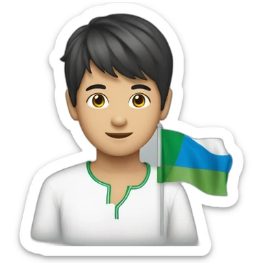 uzbek boy with uzbekistan flag sticker