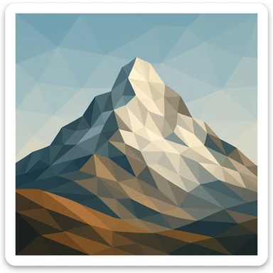 mountain, low-poly polygonal style, geometric and faceted sticker