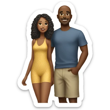 Couple at the beach biracial sticker