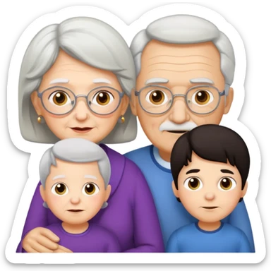 All white grandma and grandpa. The kids should have dark hair sticker