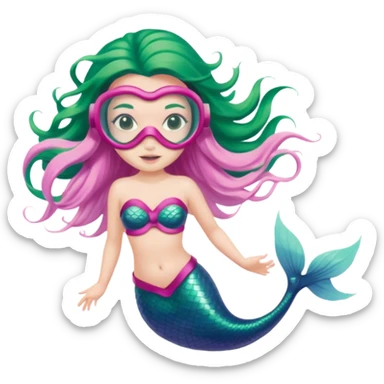 Mermaid wearing a light pink snorkel mask sticker