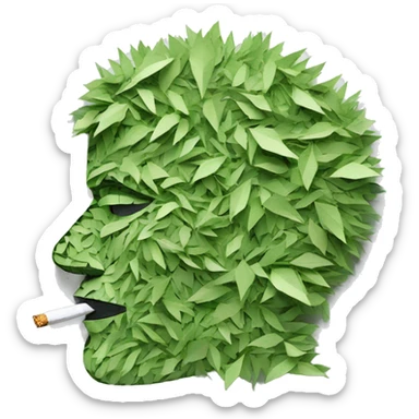 Person face portrait smoking chill made entirely of paper cuttings and 420 leaves sticker
