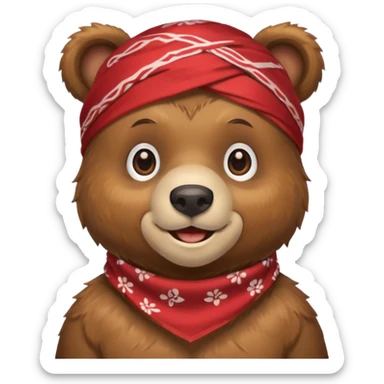bear face with a bandana sticker