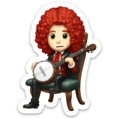Antonio Vivaldi Red wig old chibi sitting chair banjo sticker