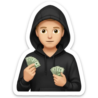 robber with a wad of money but he is white and in black hoodiethis guy with money sticker