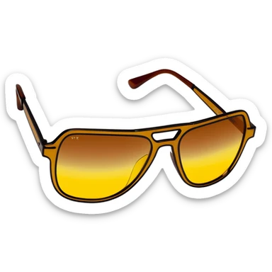 Vintage 70s sunglasses with yellow gradient lenses and thick brown plastic frames sticker