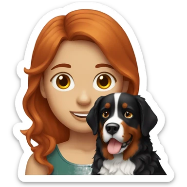 redhead girl with bernese mountain dog sticker