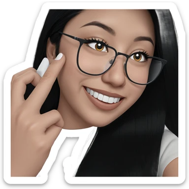 smiling girl with black hair sticker