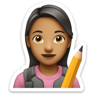 Girl with pencil sticker