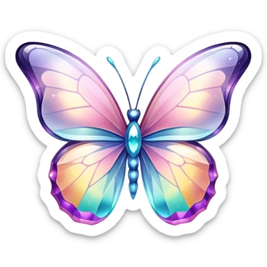 Shiny sparkly transparent colorful pastel glass-crystal-butterfly sticker