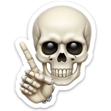 Skull emoji pointing with hand sticker