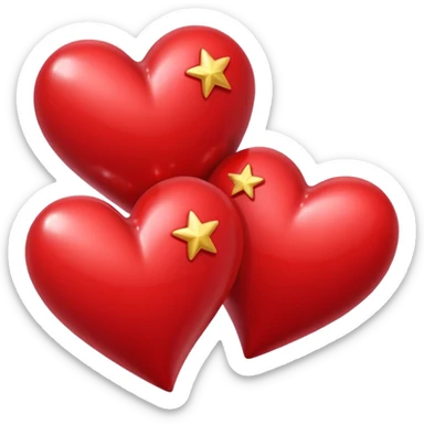 Two red hearts one beyond another with some stars in both the hearts sticker