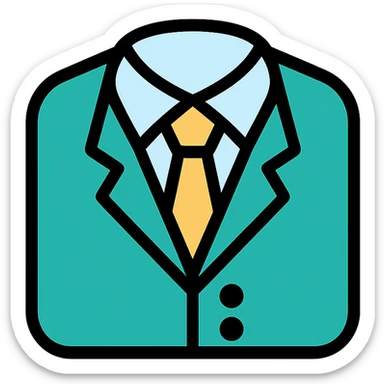 business suit icon with color outline sticker