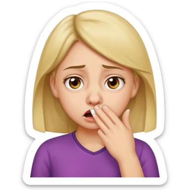create a girl who is holding her nose because she is smelling something bad sticker