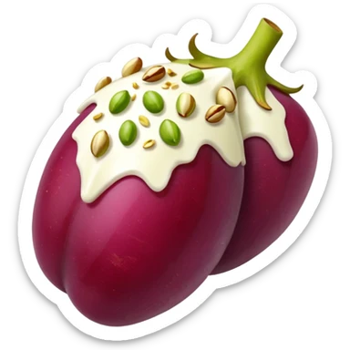 a red seedless grape covered in goat cheese rolled in pistachios drizzled with honey  sticker