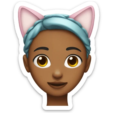 Girl with cat ear headband  sticker