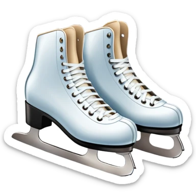 An icon featuring a pair of elegant figure skates resting on scratched, worn ice. In the background, cheering spectators fill the stands of a grand stadium, creating a vibrant atmosphere. Transparent background highlights the essence of figure skating performance sticker