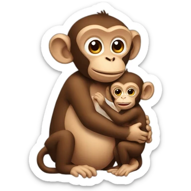 monkey holding baby sticker