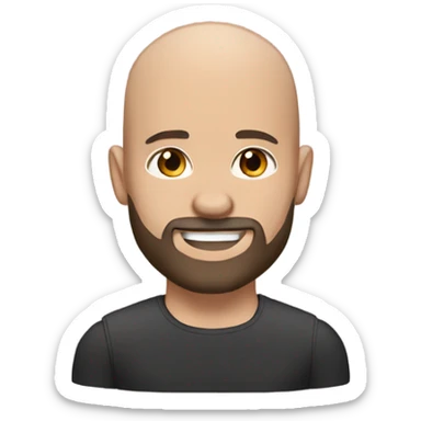 White girl brunette muscular black bald man with beard sticker