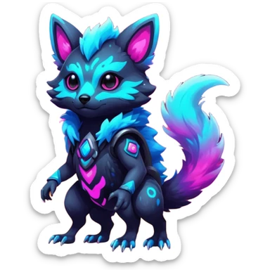 Epic Edgy Cute Colorful Vibrant Dark Nebula Modern Vernid-Protogen-creature-animal, full body sticker