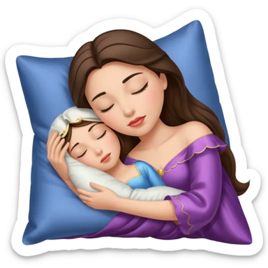 sleeping beauty brunette white girl with a silk pillow sticker