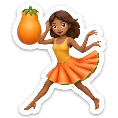 A brown girl dancing on a papaya  sticker