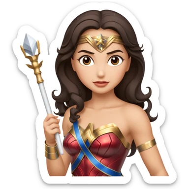 Wonder Woman holding white orchestra baton sticker