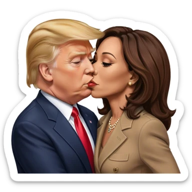 donald trump kissing kamala harris sticker