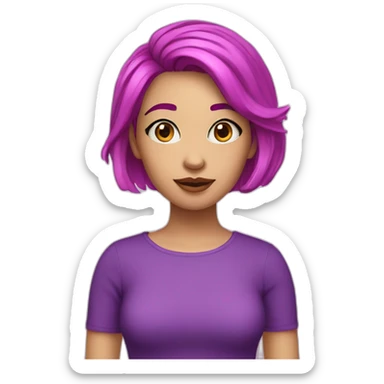 girl, purple eyecolor, hot pink bob haircut, fair skin sticker