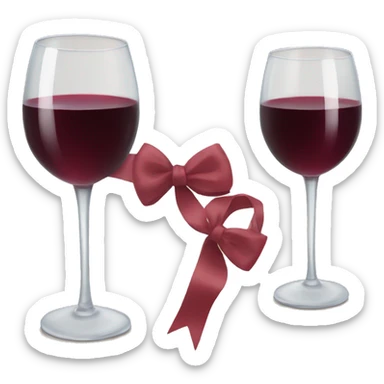 two glasses of wine with white bows sticker